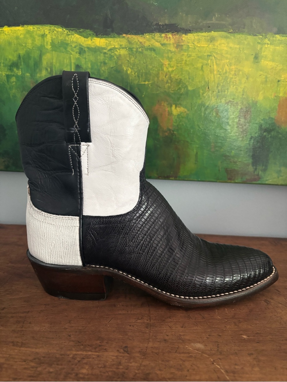 Rare Ltd.Edition Lucchese x Nick Fouquet Marfa Black Lizard Western Boots Sz 8 - Picture 6 of 9